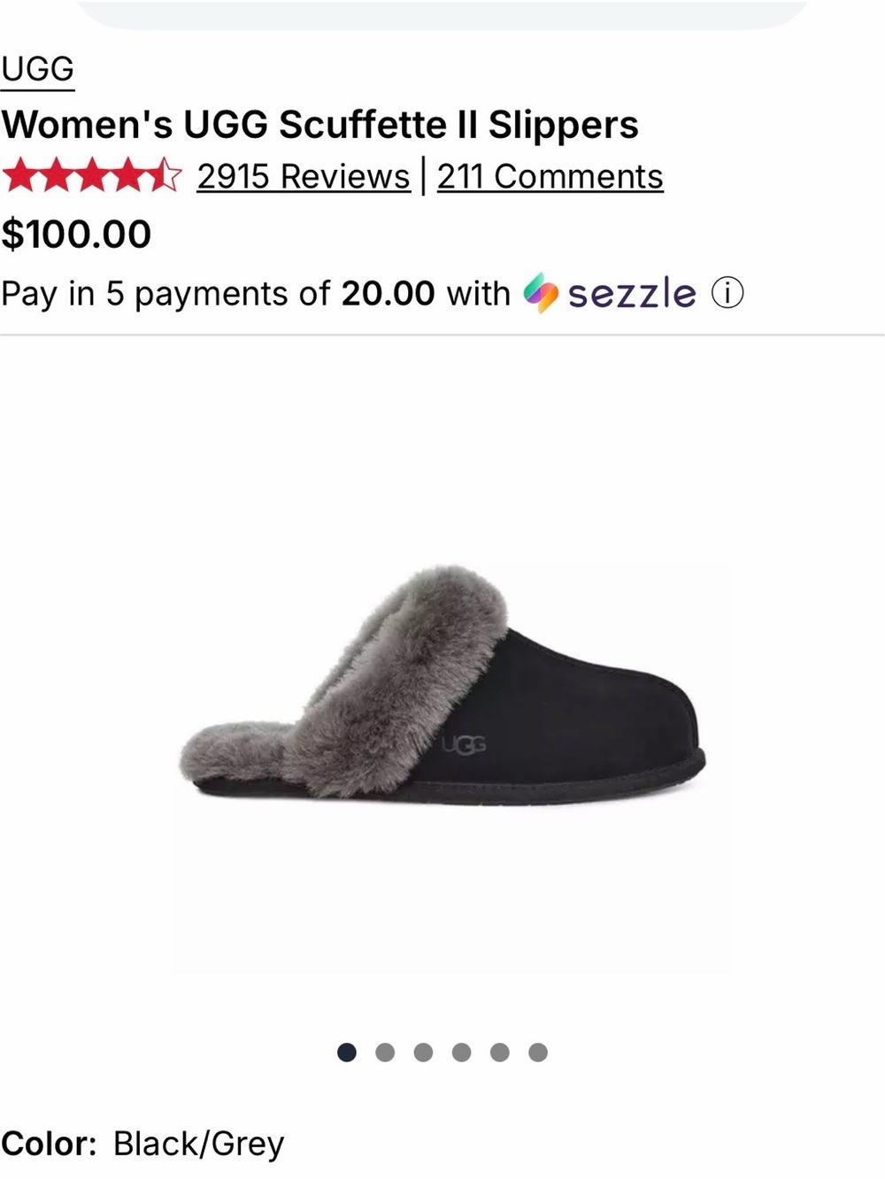 UGG Grey Plush Shearling Slide Slippers NEW without box!! Great gift idea!
